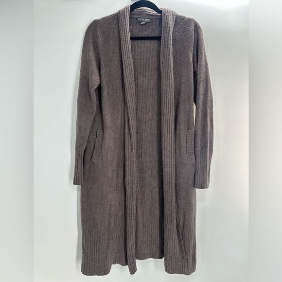 Barefoot Dreams M CozyChic Lite Long Sweater Gray Ribbed Weekend Cardigan - Picture 1 of 6